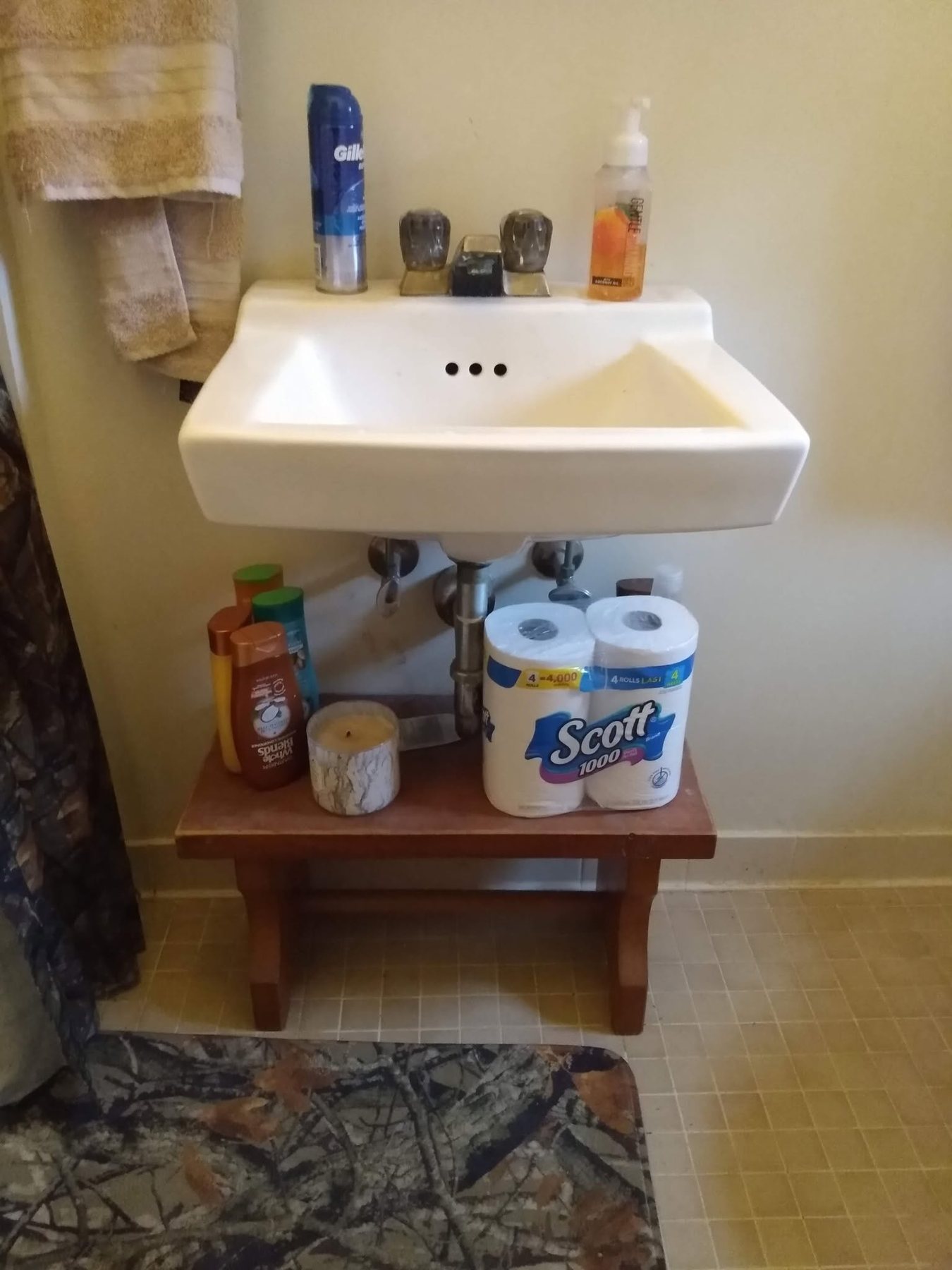 Bathroom sink area before vanity project